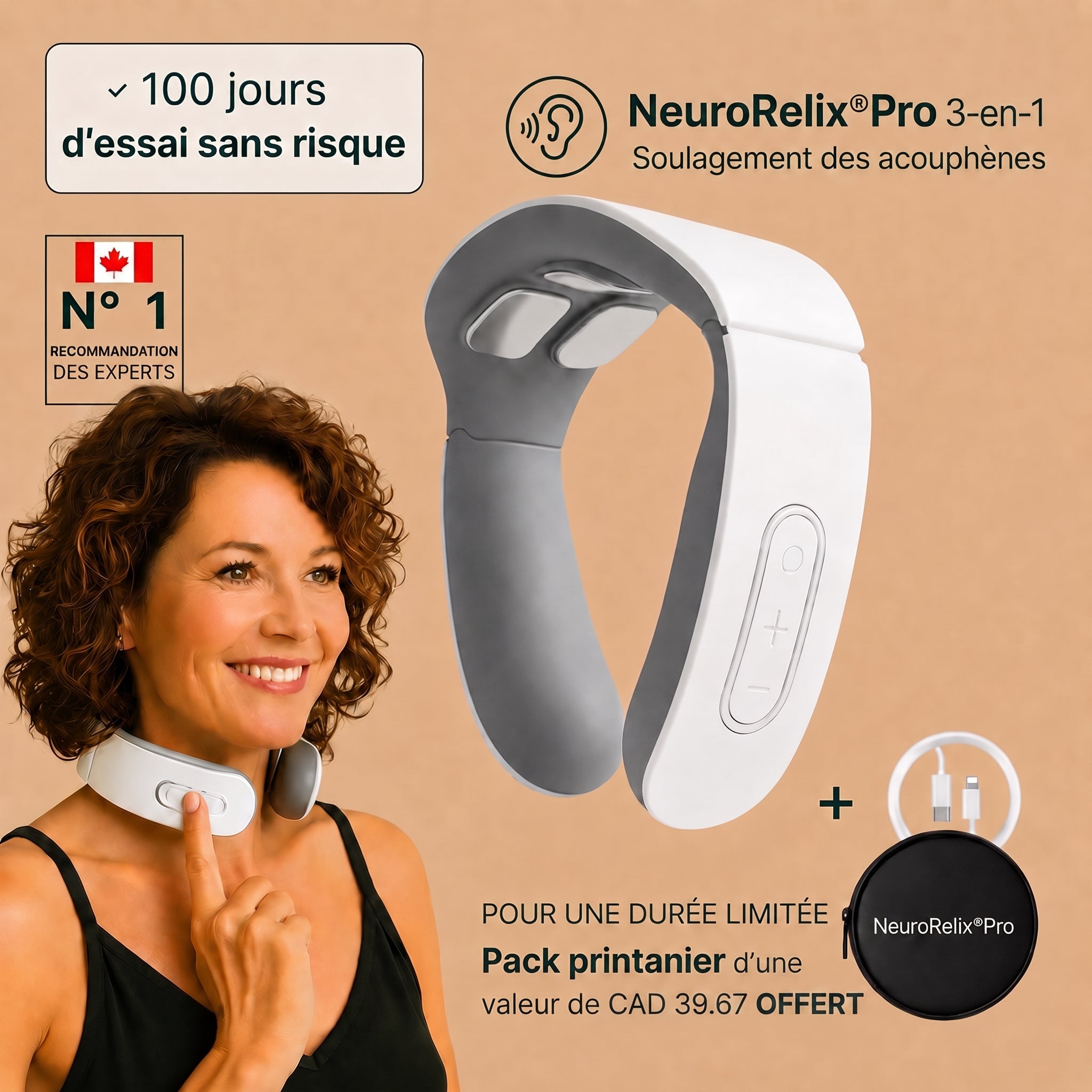 -NeuroRelix®Pro 3-en-1 Solution contre les acouphènes-CAD