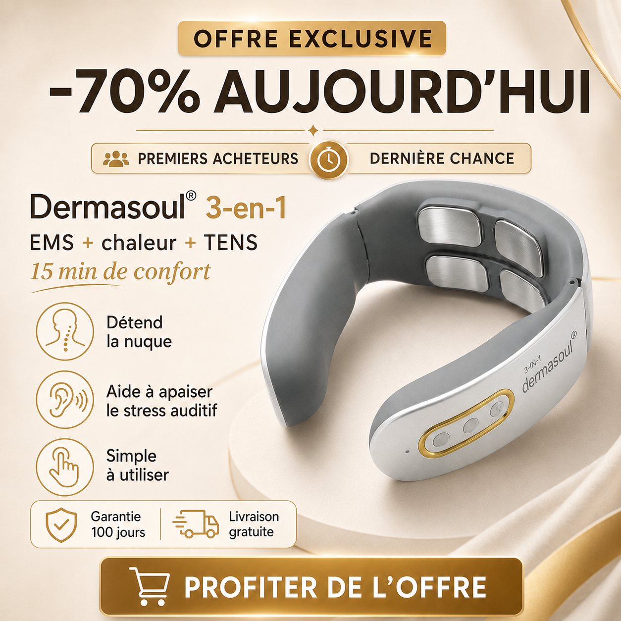 Dermasoul® 3-en-1 | Relaxation Cervicale | Offre Exclusive -70%